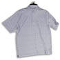 Mens White Skull Print Spread Collar Short Sleeve Side Slit Polo Shirt Sz M image number 2