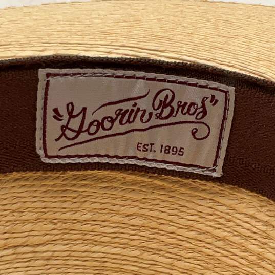 Goorin Brothers Mens Tan Palm Leaf Wide Brim Leather Trim Fedora Hat Size M image number 6
