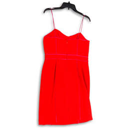 Womens Red V-Neck Sleeveless Spaghetti Strap Back Zip Mini Dress Size 12 alternative image
