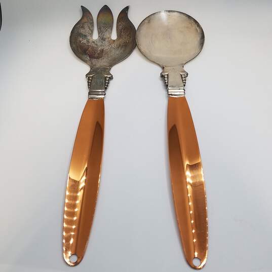 Vintage 12.5inch Copper Stainless Steel Serving Ware 2pcs 323.0g image number 2