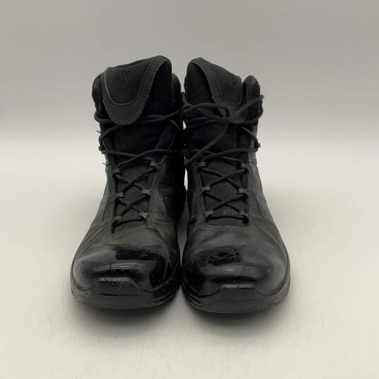 Unisex Black Eagle Black Leather Lace-Up Tactical Ankle Combat Boots Sz M11 W12 image number 1