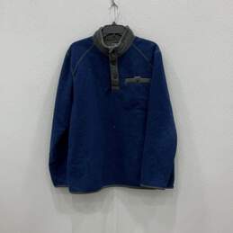 G.H. Bass & Co Mens Blue Gray Fleece Long Sleeve Snap-T Pullover Sweater Size L