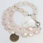 Peyote Bird 925 Faceted Rose Quartz Square & MOP Shell Pendant Beaded Necklace image number 6