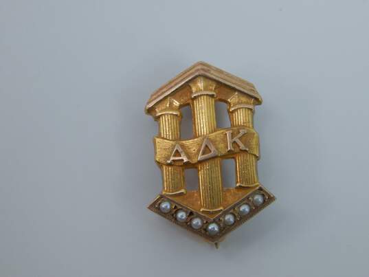 VNTG 10K Yellow Gold Seed Pearl Fraternity Pin 2.3g image number 1