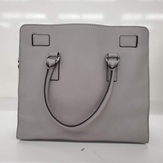 Michael Kors Hamilton Gray Saffiano Leather Large Shoulder Hand Bag image number 3