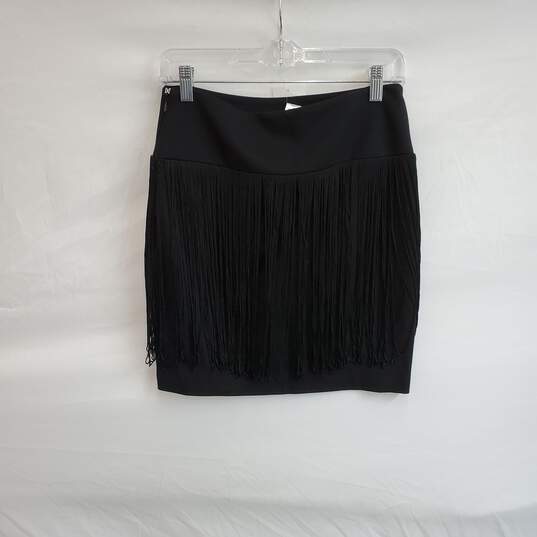 Cache Black Fringe Mini Skirt WM Size 4 NWT image number 2