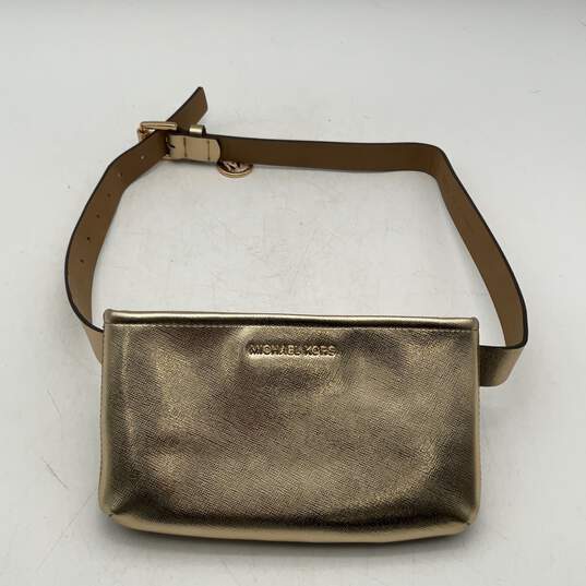 Michael Kors Womens Gold Charm Slip Pocket Adjustable Strap Belt Bag image number 1