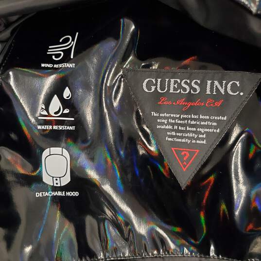 Guess Women Shiny Black Puffer Jacket L image number 5