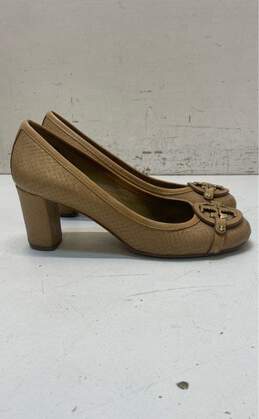 Tory Burch Snake Embossed Leather Chelsea Pumps Beige 8.5