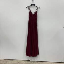 NWT Lulus Womens Maroon V-Neck Sleeveless Pullover Maxi Dress Size Small alternative image