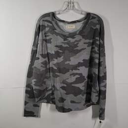 Womens Camouflage Round Neck Long Sleeve Pullover T-Shirt Size Large