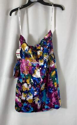 NWT Bisou Bisou Womens Multicolor Floral One Shoulder Mini Dress Size 14