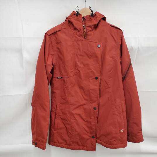 HOLDEN WM's Dark Orange Double Lined 100% Polyester Full Zip & Button Winter Hooded Parka Size L image number 1