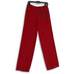 NWT Elie Tahari Womens Red Flat Front Straight Leg Pull-On Ankle Pants Size 6