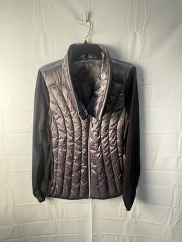 Calvin Klein Womens Dark Gray Metallic  Puffed Jacket Size L