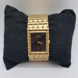 Vintage Men's Citizen Classic Tank in Gold Tone Bracelet Stainless Steel Watch