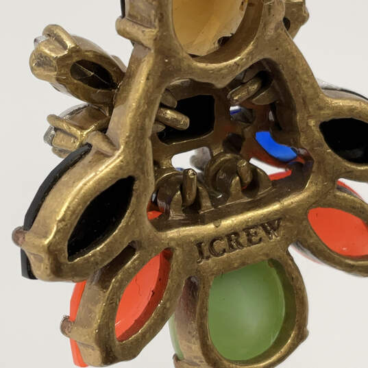 Designer J. Crew Gold-Tone Multicolor Resin And Crystal Stone Drop Earrings image number 4