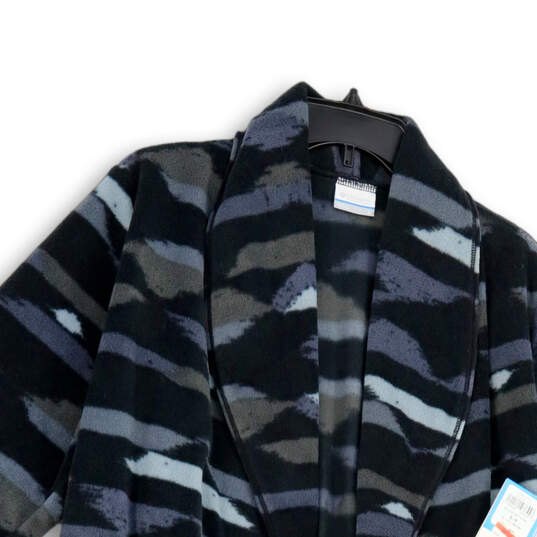 NWT Mens Black Gray Shawl Neck Long Sleeve Fleece Cardigan Sweater Size S image number 3