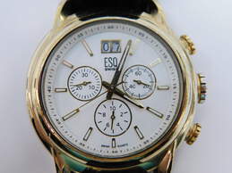 Esquire Swiss Quartz Gold Tone & Leather Band Chronograph Men's Watch 97.9g
