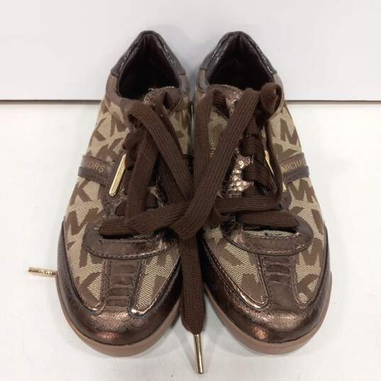 Michael Kors Women's Brown Monogram Leather/Textile Shoes Size 5M image number 1