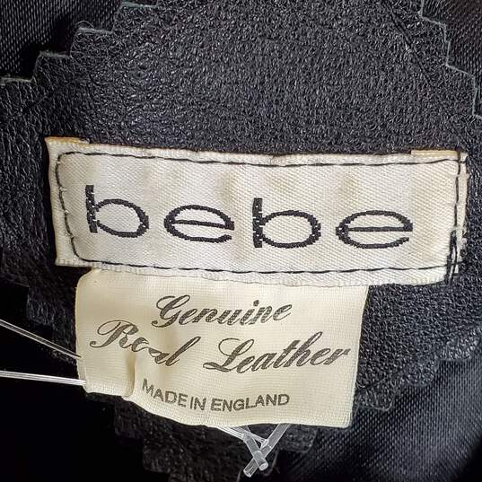 Bebe Women Black Asymmetrical Leather Jacket L image number 3