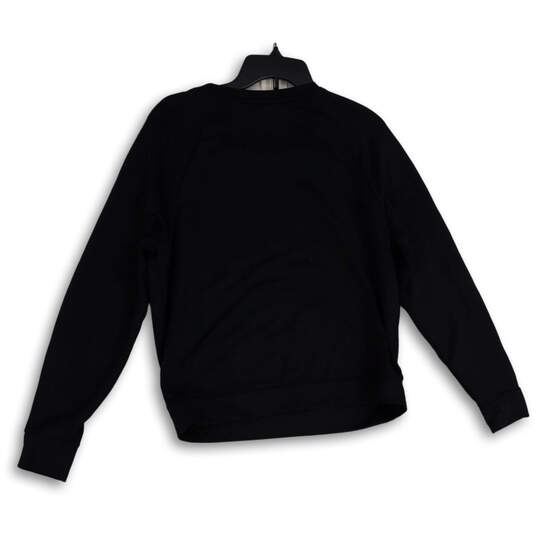 Womens Black Round Neck Long Sleeve Pullover Sweatshirt Size Medium image number 2