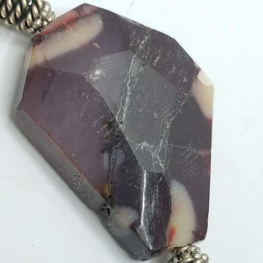 Sterling Silver Dark Purple Stone Tribal 5inch Hook-and-Eye Bracelet 27.9g image number 4