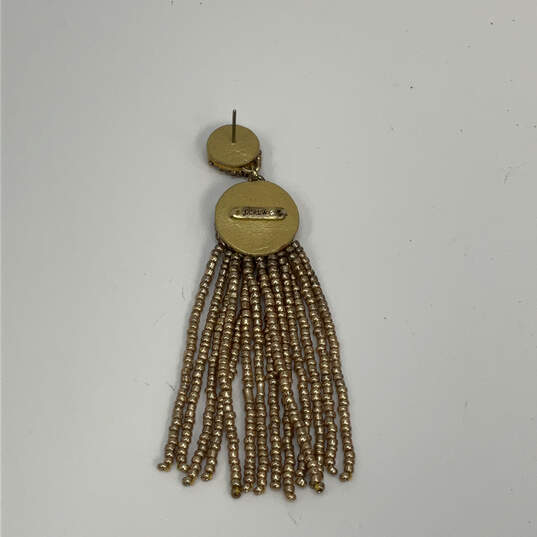 Designer J. Crew Gold-Tone Fashionable Tassel Beaded Dangle Earrings image number 3