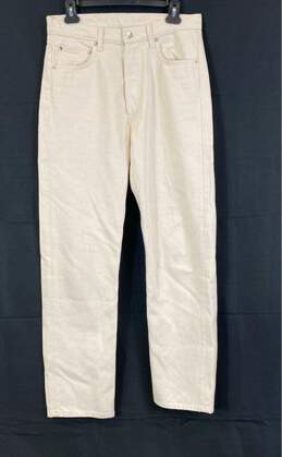 Djerf Avenue Womens White Cotton Pockets High-Rise Straight Jeans Size 26