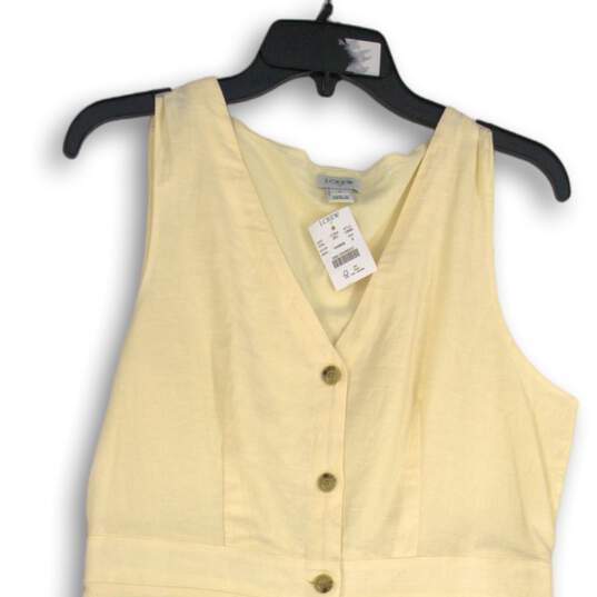 NWT J. Crew Womens Pale Yellow V-Neck Sleeveless Button Front A-Line Dress Sz 8 image number 3