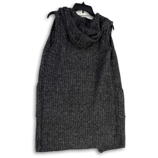 NWT Womens Gray Knitted Sleeveless Open Front Hooded Cardigan Sweater Sz S image number 2