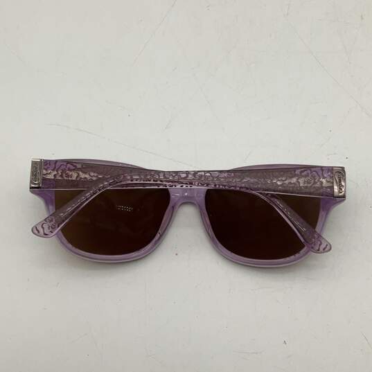 Womens Black And Purple Acetate Frame UV Protection Square Sunglasses With Case image number 5