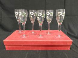 Set Of 6 Floral Wine Glasses w/Box