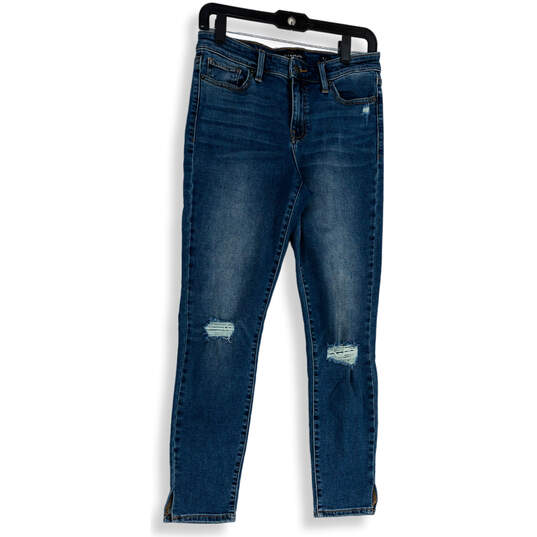 Womens Blue Denim Medium Wash Distressed Skinny Leg jeans Size 6/28 image number 1