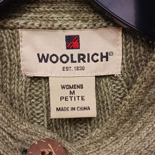 Women's Woolrich Sage Green Button Up Cardigan Sz M Petite image number 4