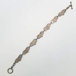 Sterling Silver Heart Link ( Love, Laughter, ) Toggle Bracelet 18.5g