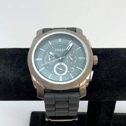 Designer Fossil FS-4486 Silver-Tone Black Strap Chronograph Wristwatch