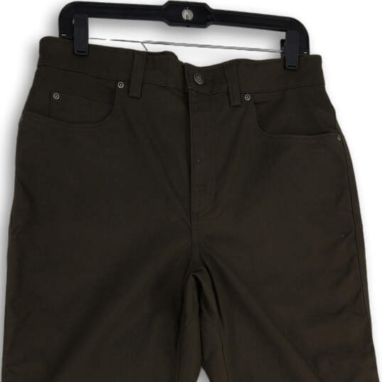 Mens Dark Green 5-Pocket Design Straight Leg Hiking Chino Pants Size 32X30 image number 3