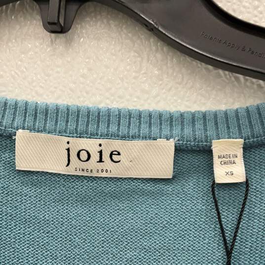 NWT Joie Womens Blue Boat Neck Long Sleeve Crochet Pullover Sweatshirt Size XS image number 3