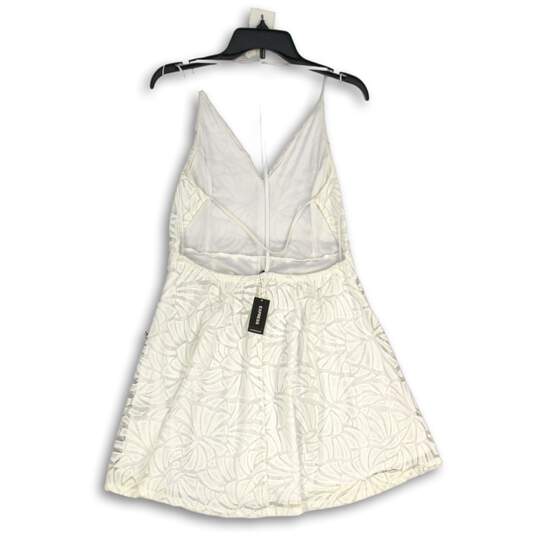 NWT Express Womens White Crochet Halter Neck Backless Fit & Flare Dress Size M image number 3