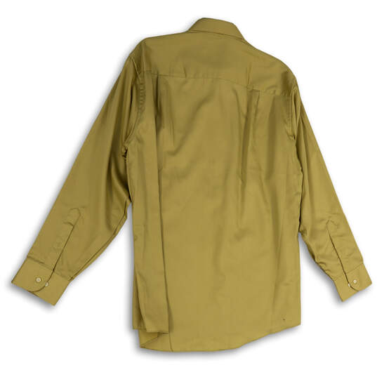NWT Mens Gold Sateen Wrinkle Free Long Sleeve Collared Button-Up Shirt Sz L image number 3