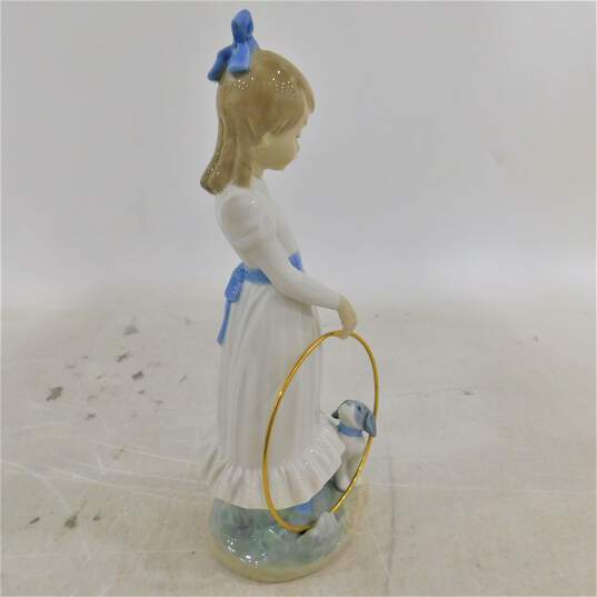 Nao by Lladro My Dog Does Tricks Girl with Hoop & Dog Figurine 0379 image number 3
