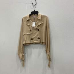 NWT BCBGeneration Womens Beige Long Sleeve Button Front Top & Pleated Shorts M alternative image