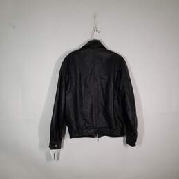 Mens Collared Long Sleeve Front Pockets Full-Zip Motorcycle Jacket Size Medium alternative image