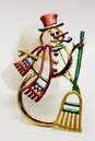 Christopher Radko Goldtone Christmas Santa Hat Snowman Reindeer Wreath Brooches image number 4