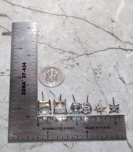 Bundle Of 3 Sterling Silver CZ Stud Earrings image number 9