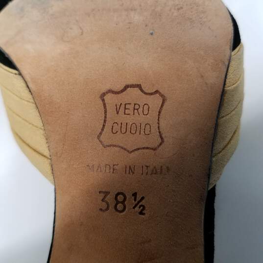 Manolo Blahnik Black & Gold Suede Heeled Mules Women's Size 8 image number 7