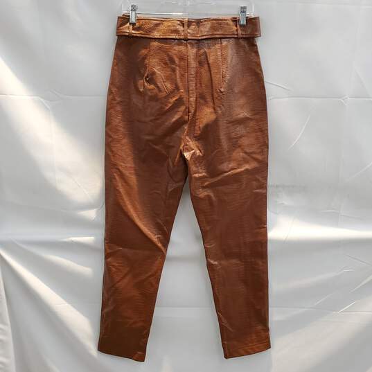 Windsor Cognac Brown Faux Leather Belted Pants NWT Size M image number 2