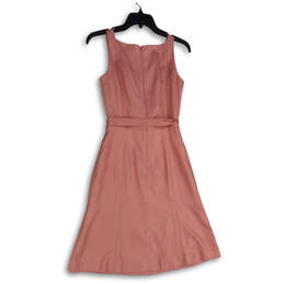 Womens Pink Square Neck Sleeveless Tie Waist Back Zip A-Line Dress Size 2 alternative image