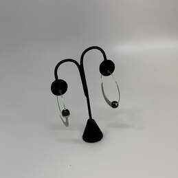 Designer Silpada 925 Sterling Silver Black Onyx Comet Tail Hoop Earrings